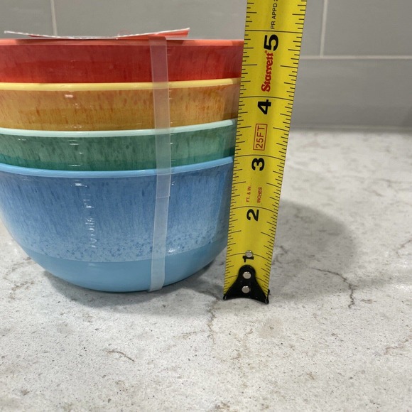 SET 4 BRIGHT MULTI Color Salad Cereal Bowls Melamine Panama Jack Fiesta Bahama - Picture 5 of 12